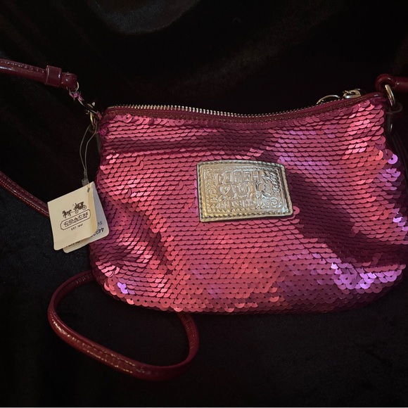 Y2K Coach Sequin Pink Crossbody Bag - Picture 1 of 6